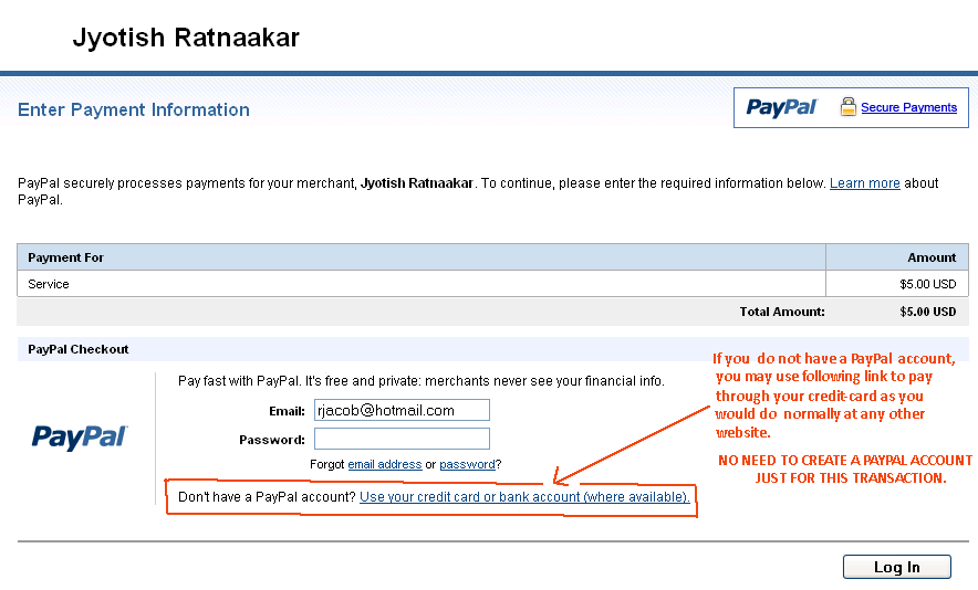 paypal card log in